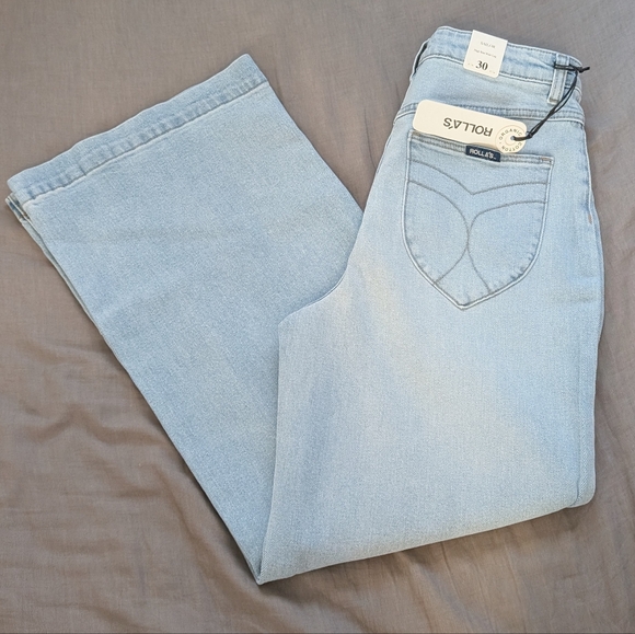 Rolla's High Rise Wide Leg Sailor Sophie Jeans Pants Light Blue - Picture 1 of 13